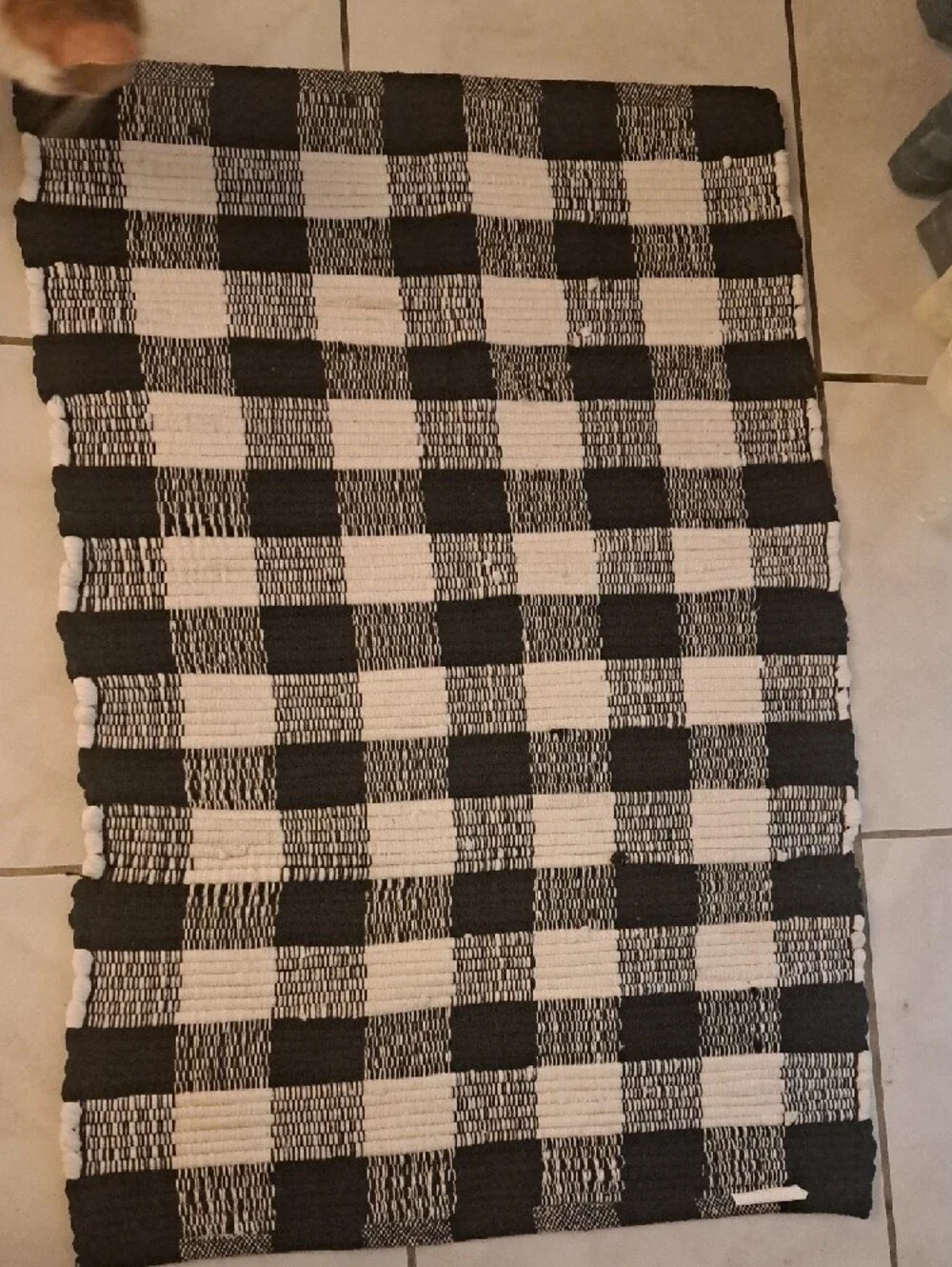 Hobby Lobby Black & White Check Plaid Woven Accent Rug 38